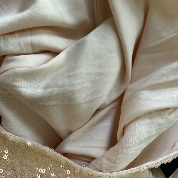 Lulu’s Start the Night Off Pink Cream Sequin Cowl Neck Bodycon Mini Dress S NWT - Picture 12 of 14